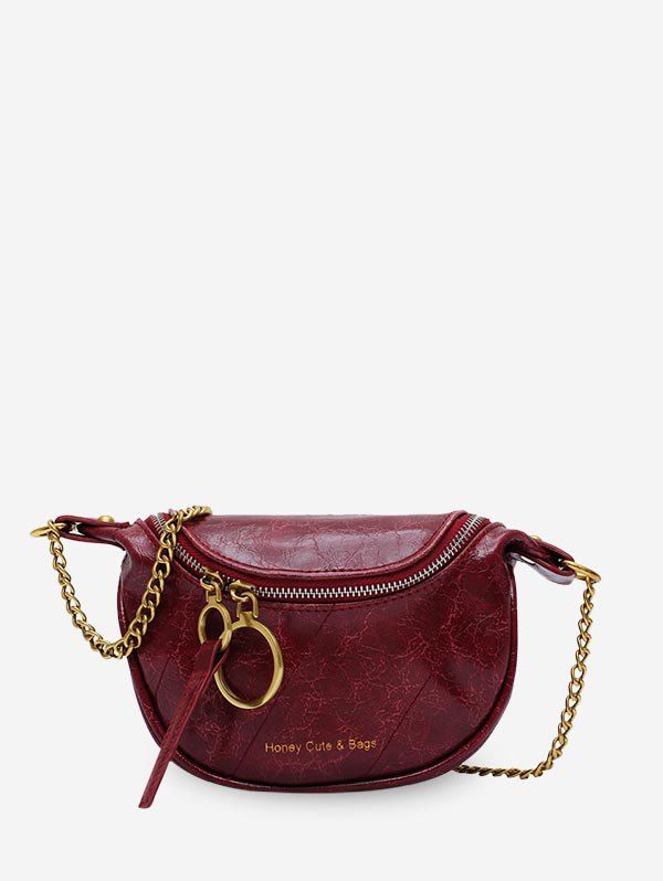 

Semicircle Waist Crossbody Zipper Bag, Red wine