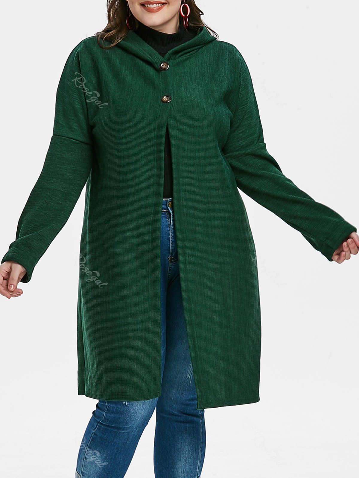 plus size long cardigan with hood