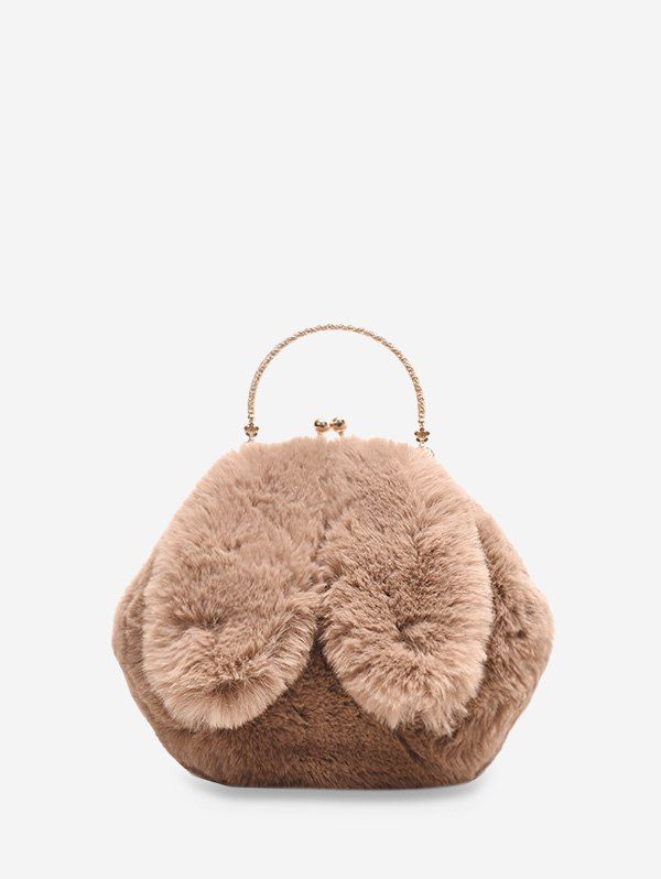 

Cute Rabbit Ear Plush Mini Tote Bag, Khaki