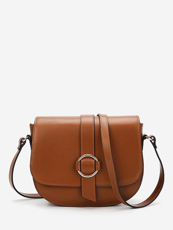 

Solid Cover Crossbody Simple Shoulder Bag, Brown