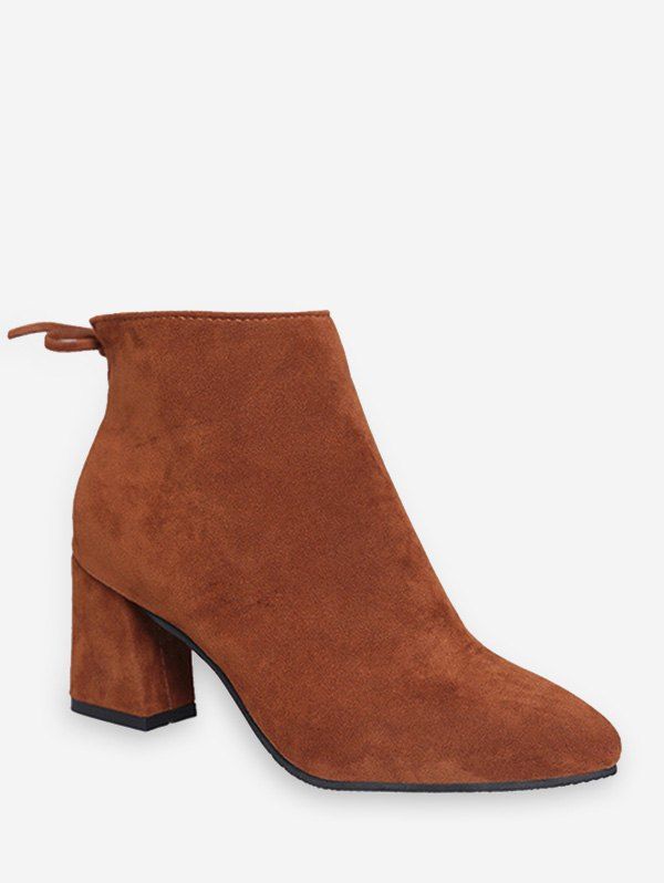 

Solid Color Bowknot Decoration Casual Boots, Rust