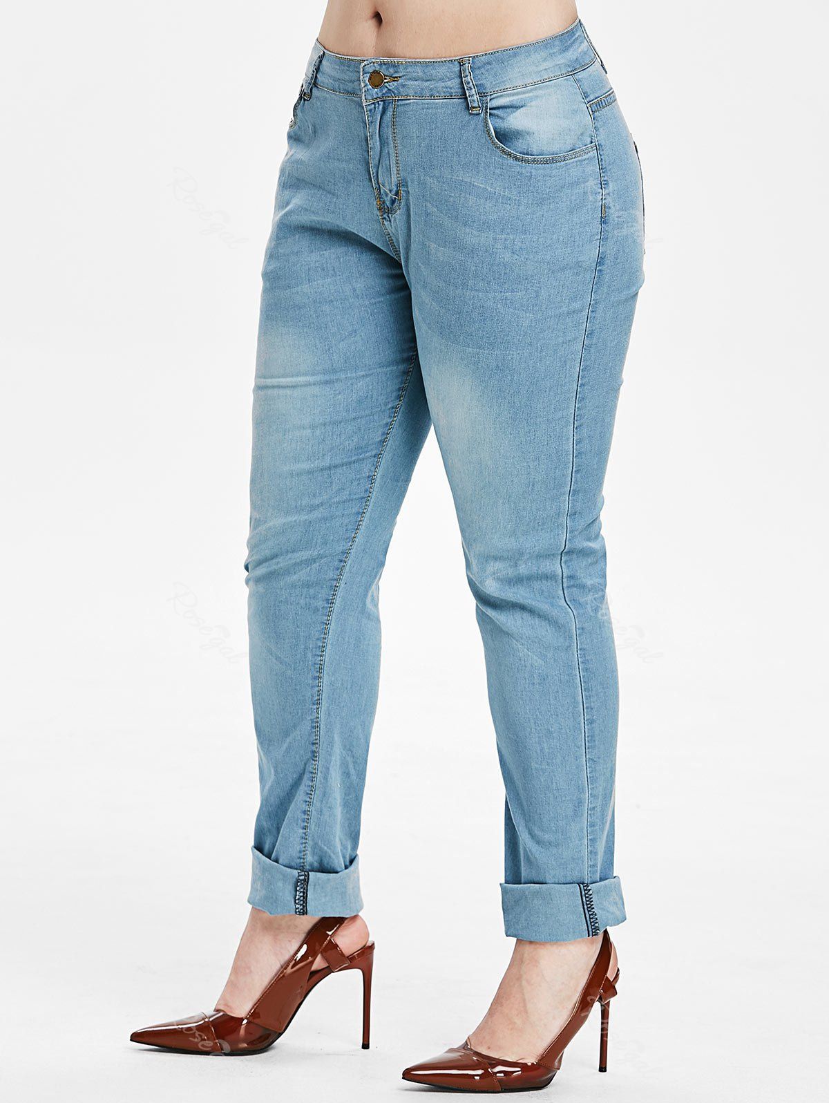 

Plus Size Light Wash Jeans, Light blue