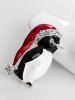 Christmas Santa Hat Penguin Brooch with Rhinestone -  