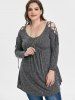 Plus Size Heathered Lace Up Tunic Knitwear -  
