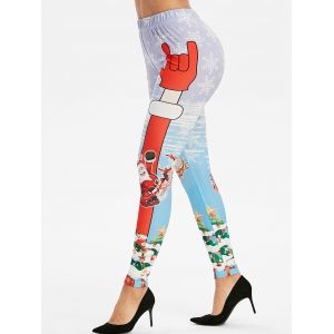 

Christmas Santa Claus Print High Waisted Leggings, Multi a