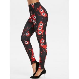 

High Waist Bloody Eyeball Halloween Leggings, Black