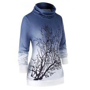 

Plus Size Cowl Neck Tree Ombre Sweatshirt, Lapis blue