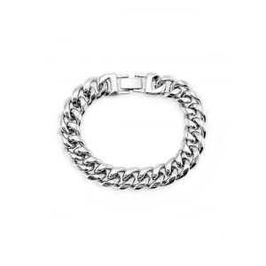 

15mm Wide Hip Hop Chain Bracelet, Silver