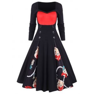

Plus Size Christmas Printed Vintage Swing Dress, Red