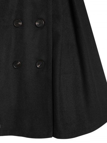 

Double Breasted Fur Hooded Coat, Black