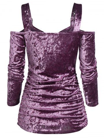 

Sweetheart Neck Heart Buckle Cut Out Long Sleeve Top, Violet