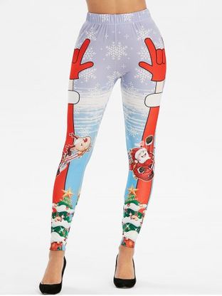Christmas Santa Claus Print High Waisted Leggings
