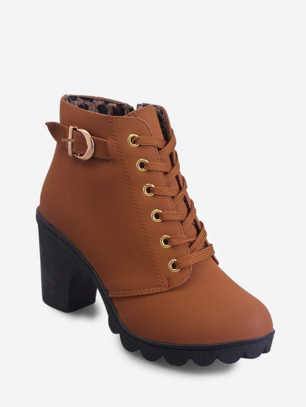 

Belted Accent Platform High Heel Boots, Dark goldenrod