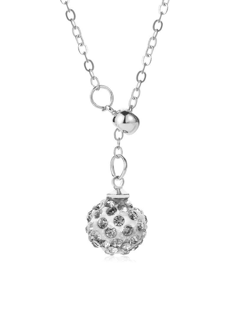 

Rhinestone Ball Chain Pendant Necklace, Silver