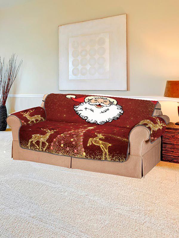 

Christmas Deer Santa Claus Design Couch Cover, Multi