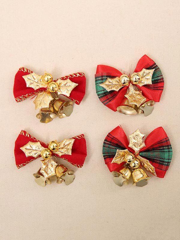 

4 Pcs Christmas Tree Decoration Bowknot Bells, Gold