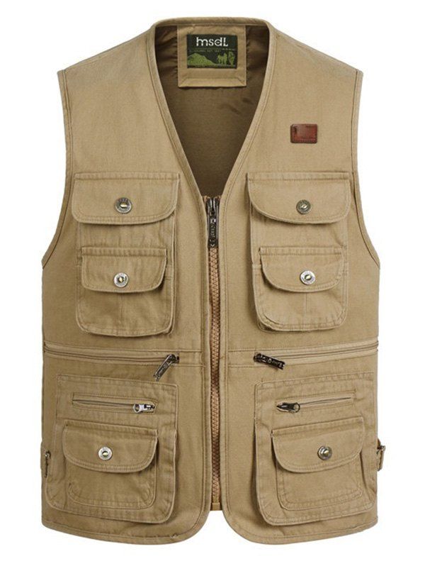 

Zip Up Multi Pockets Cargo Waistcoat, Khaki