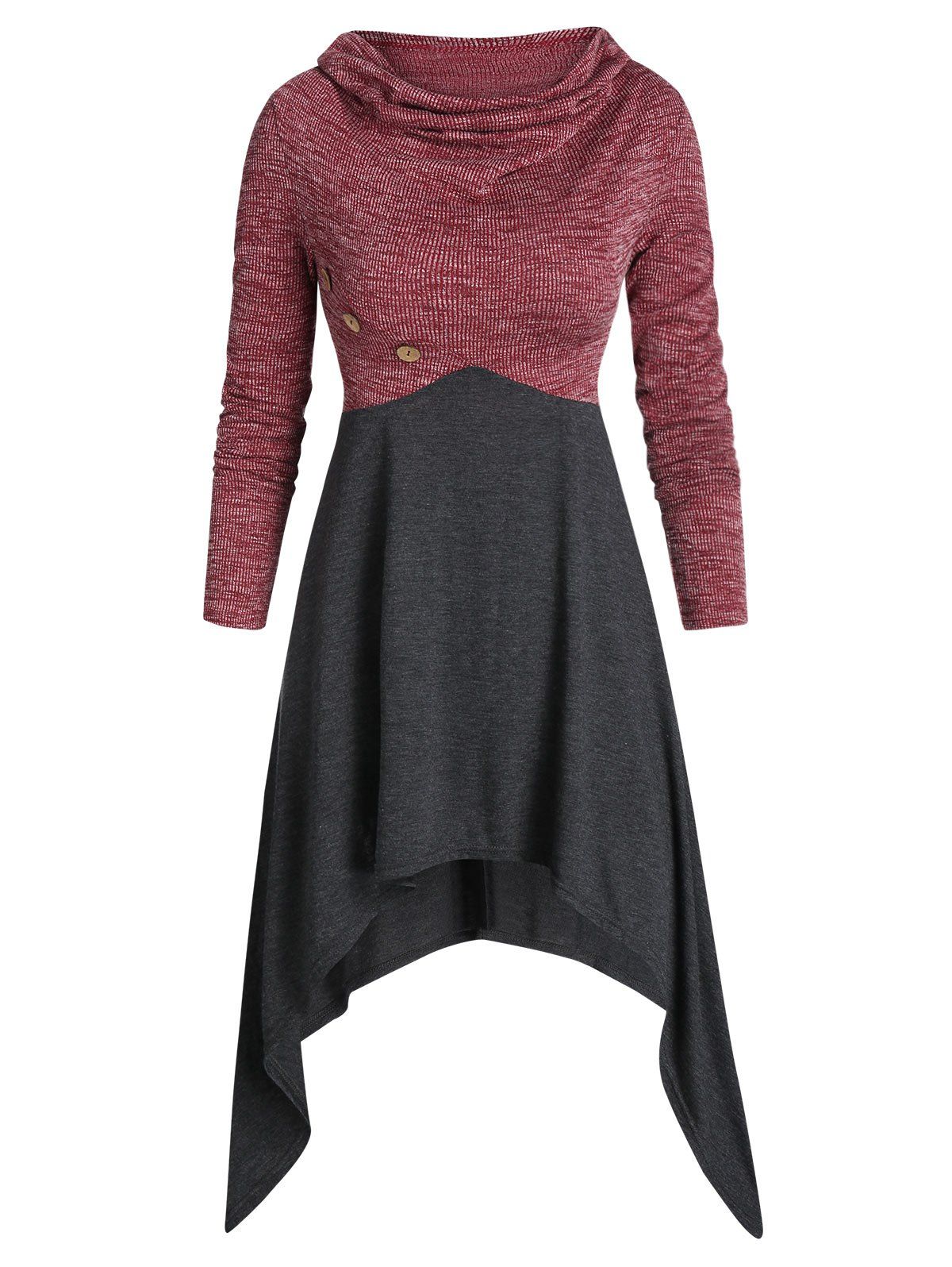 

Turtleneck Collar Button Sweater, Multi-a