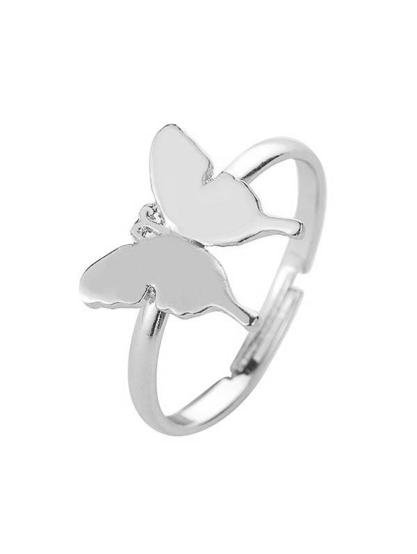 

Brief Metal Butterfly Open Ring, Silver