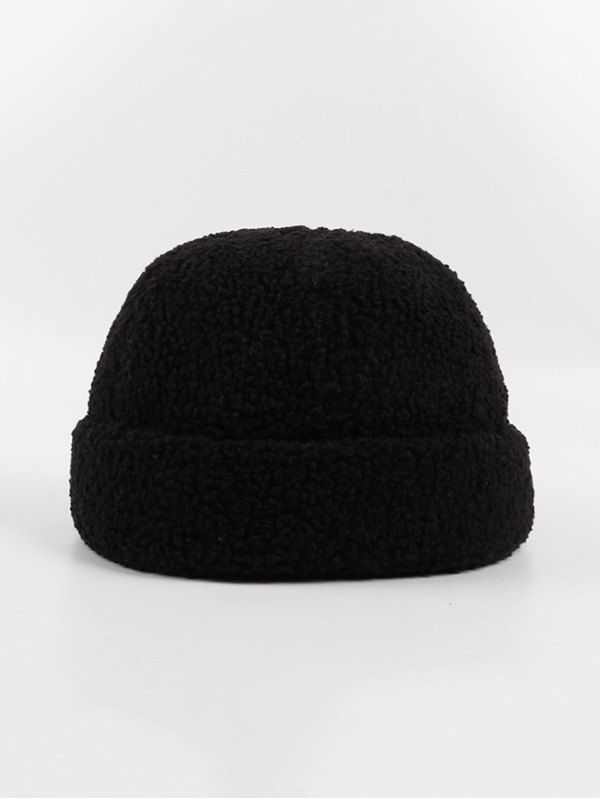 

Winter Solid Lambs Wool Skullcap Hat, Black