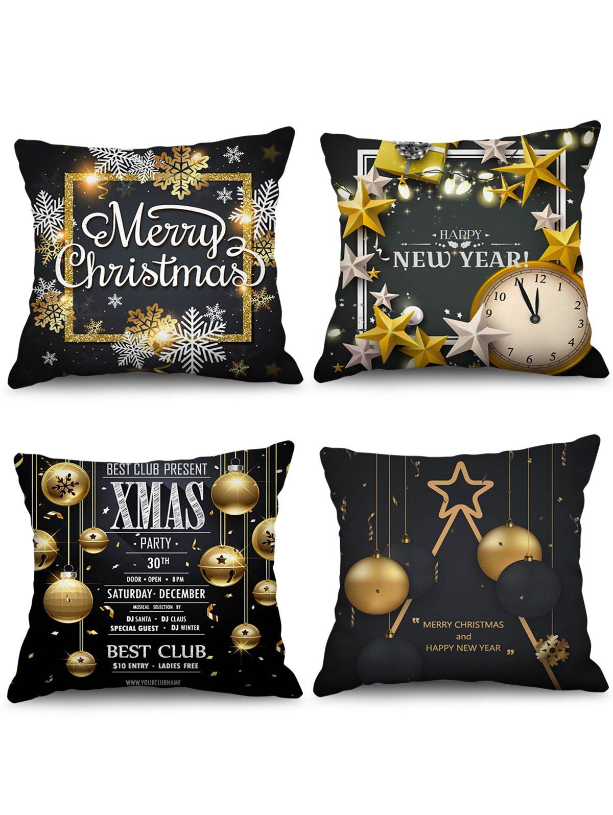 

4PCS Christmas Design Pillow Covers, Multi