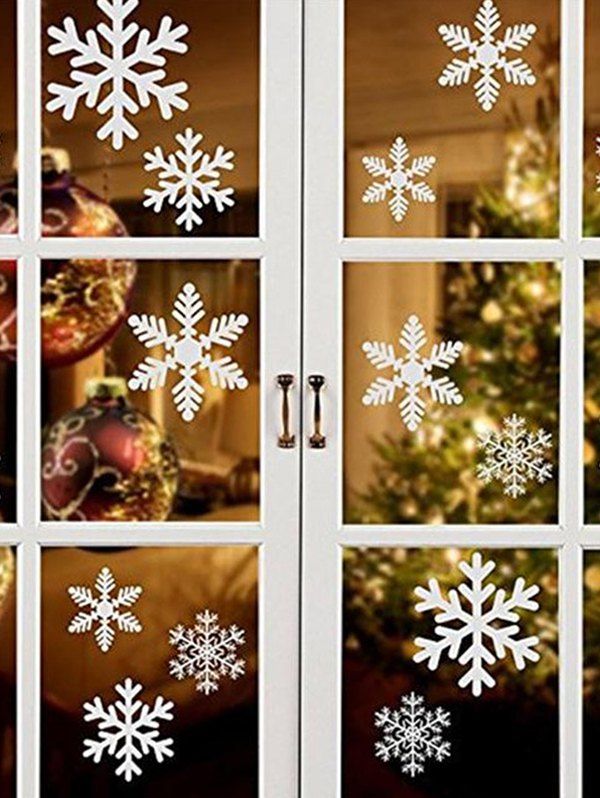 

Christmas Snowflake Pattern Wall Sticker Set, White
