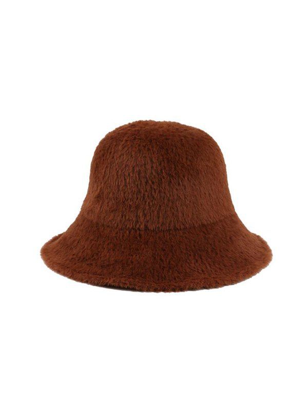 

Winter Faux Fur Solid Bucket Hat, Coffee