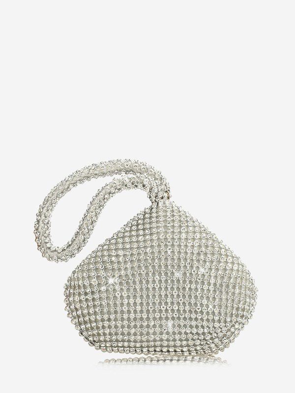 

Rhinestone Water Drop Clutch Bag, Silver