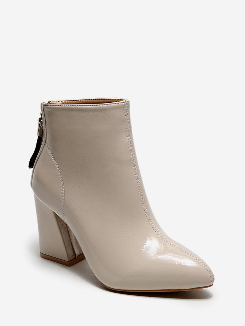 

Plain Pointed Toe High Heel Short Boots, Warm white