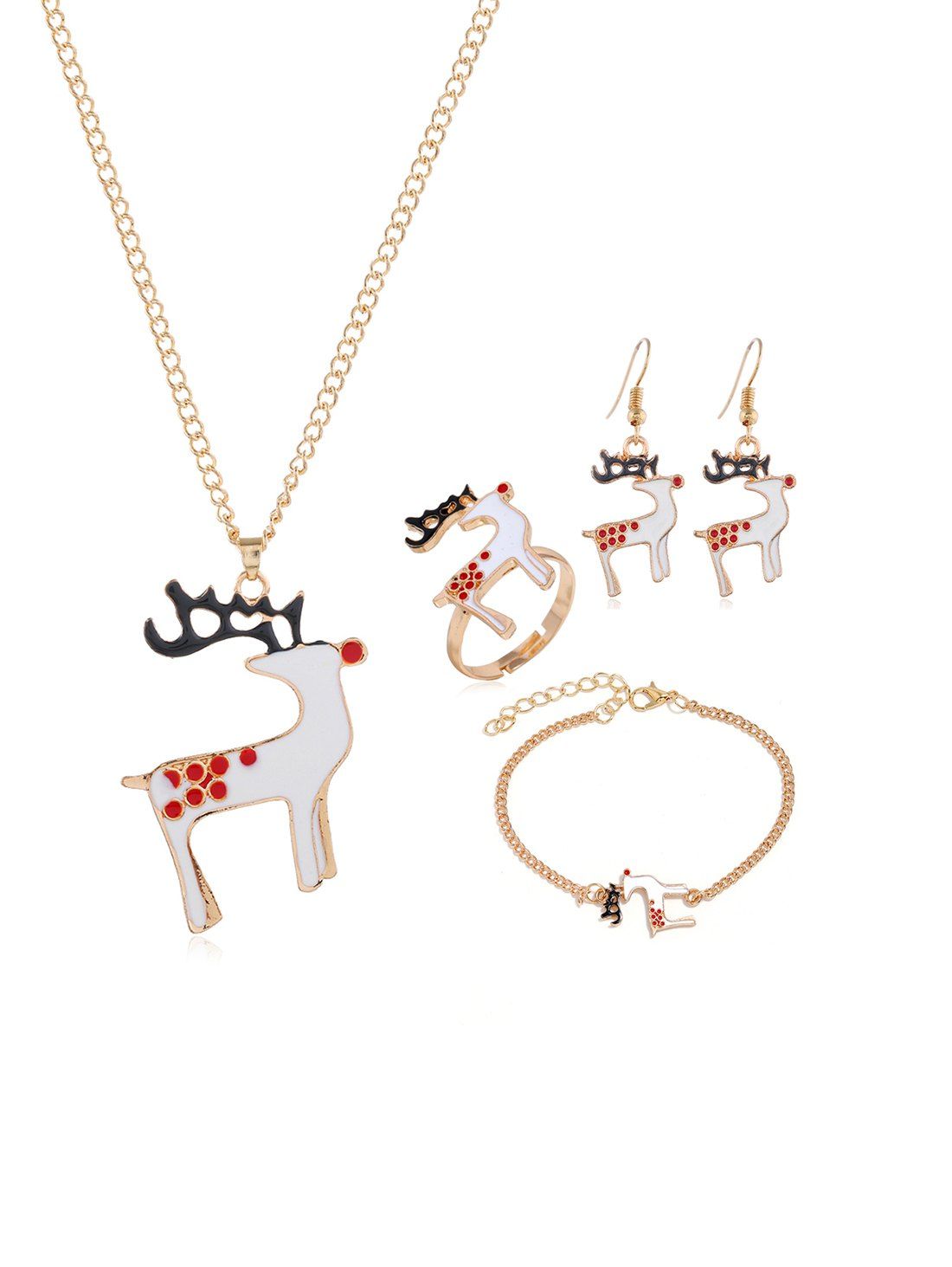 

Christmas Elk Tree Glazed Jewelry Suit, Gold