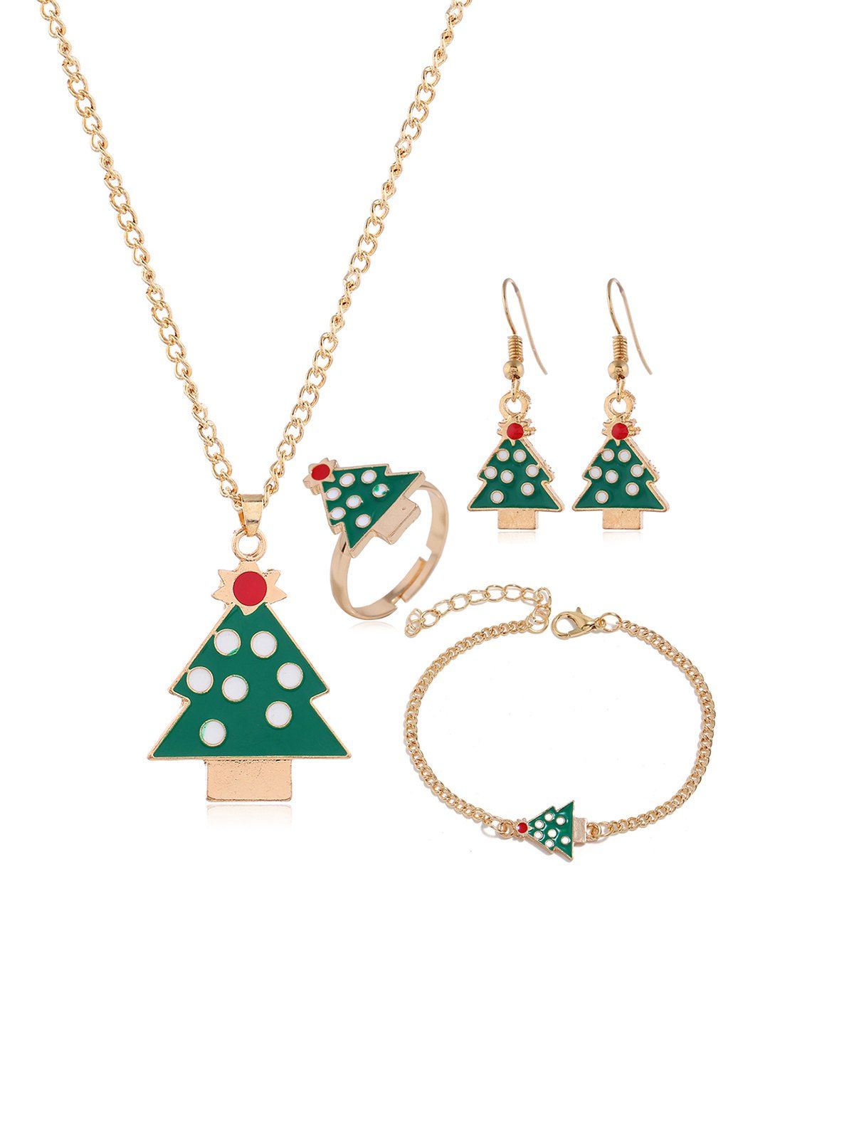 

Christmas Elk Tree Glazed Jewelry Suit, Gold