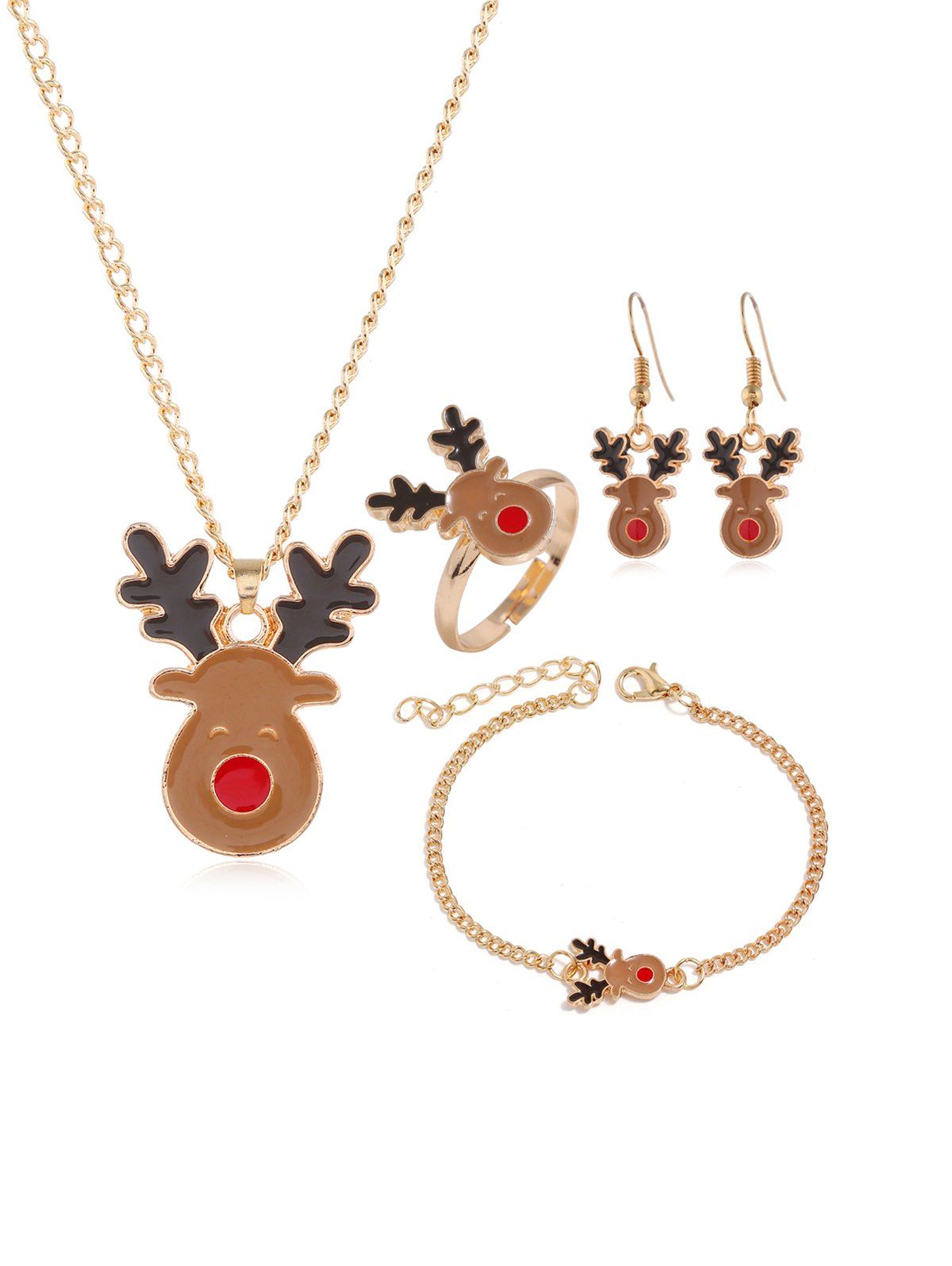 

Christmas Elk Tree Glazed Jewelry Suit, Gold