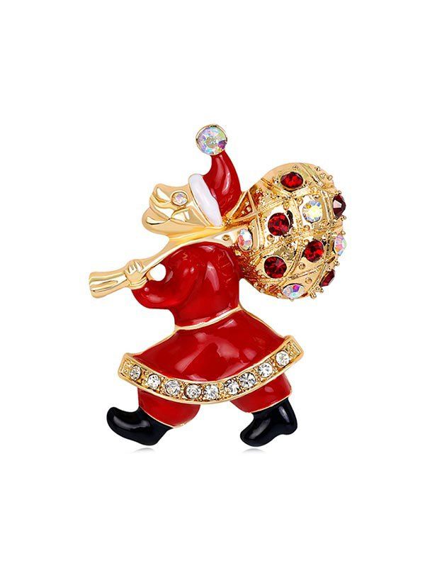 

Christmas Rhinestone Santa Claus Brooch, Gold