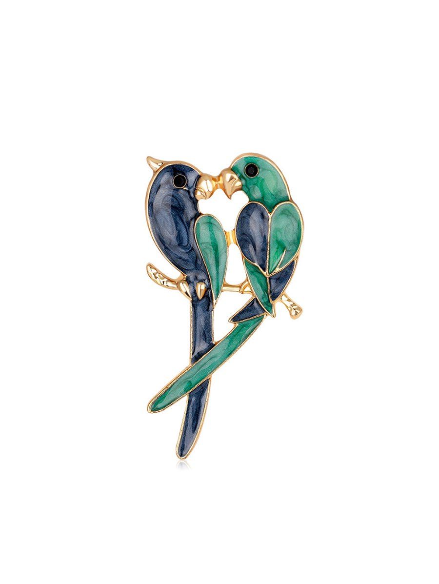 

Couple Parrots Alloy Brooch, Gold