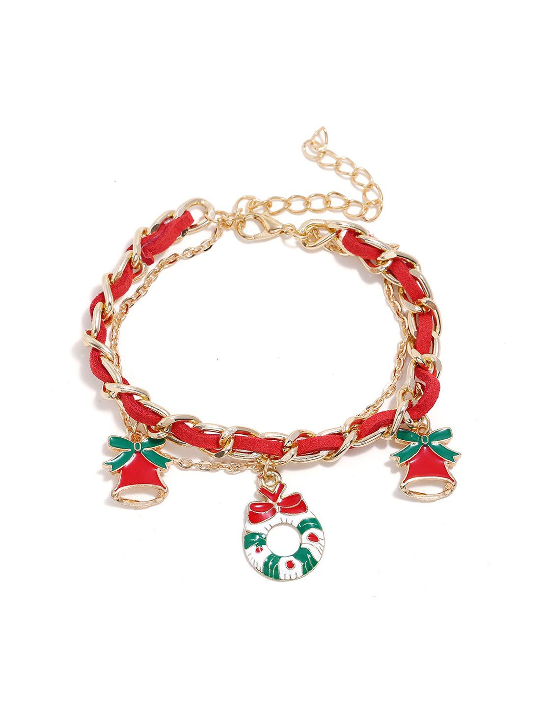 

Christmas Bell Snowman Layers Charm Bracelet, Gold