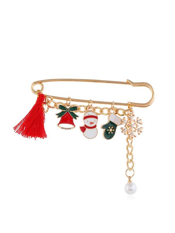 

Christmas Tassel Safe Pin Pendant Brooch, Gold