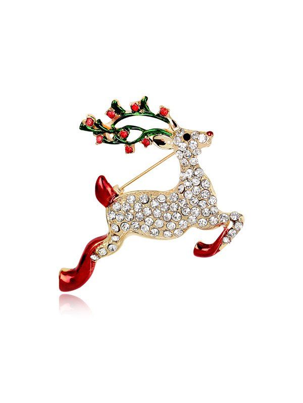 

Christmas Rhinestone Deer Brooch, Gold