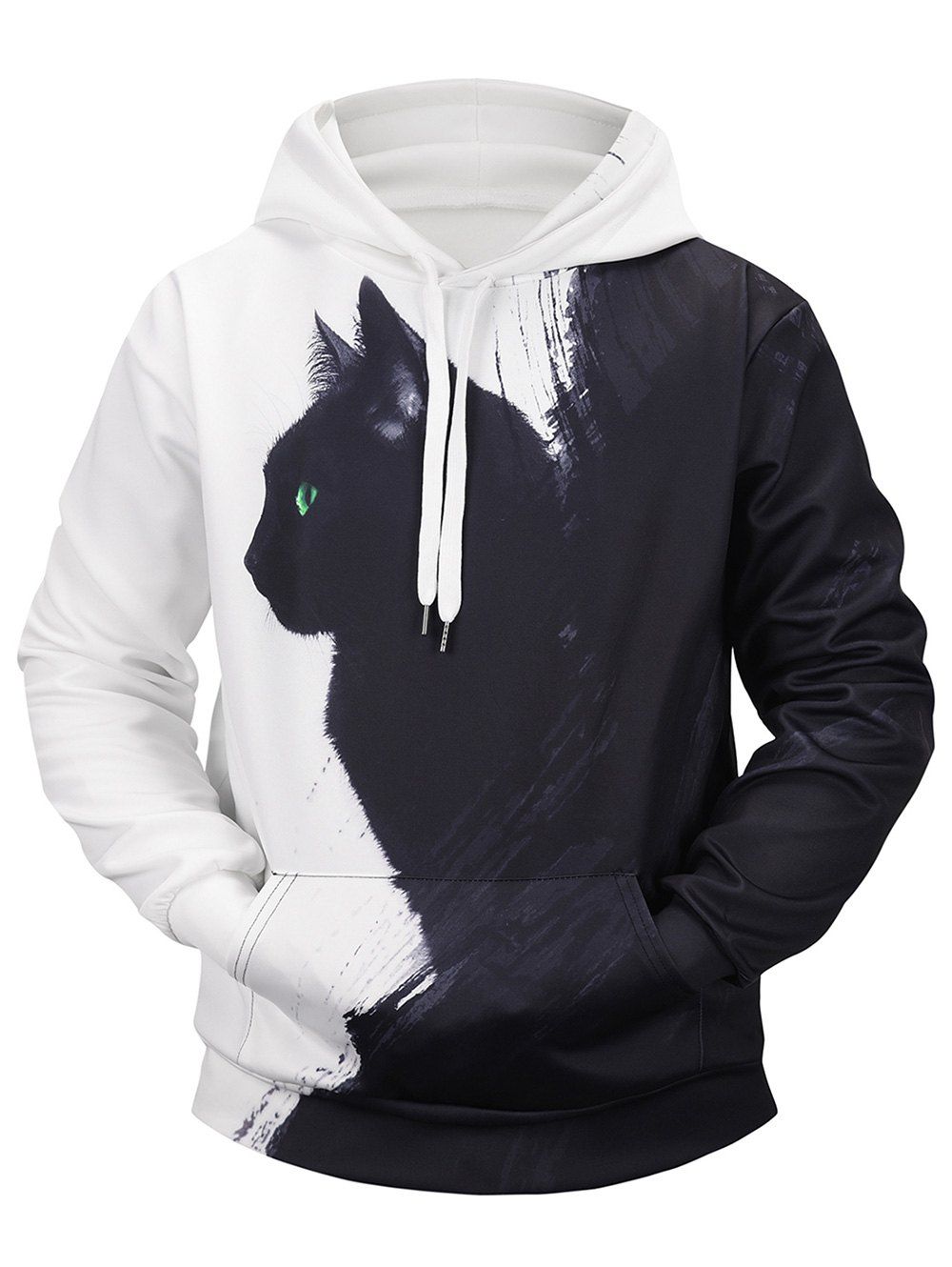 

Cat Pattern Pocket Hoodie, Black