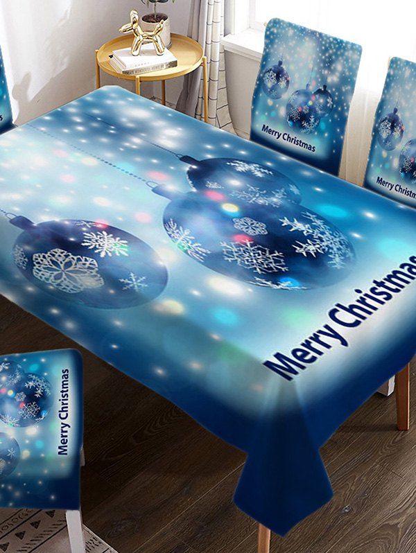 

Merry Christmas Ball Fabric Waterproof Table Cloth, Multi