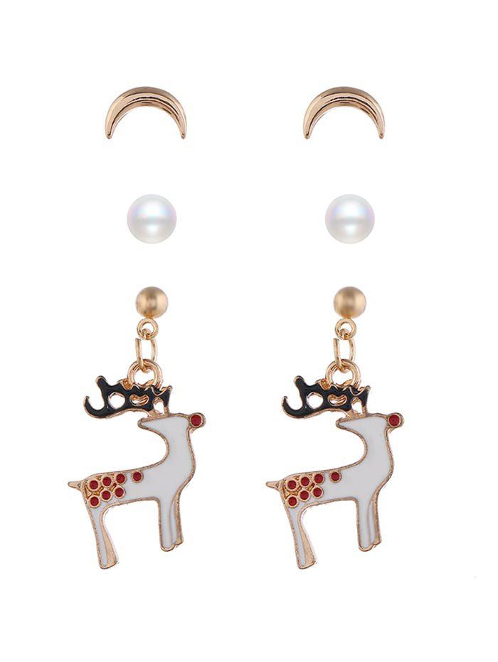 

Deer Snowman Earrings, Multi-c