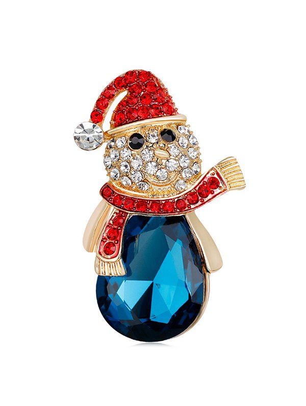 

Christmas Snowman Faux Crystal Rhinestone Brooch, Gold
