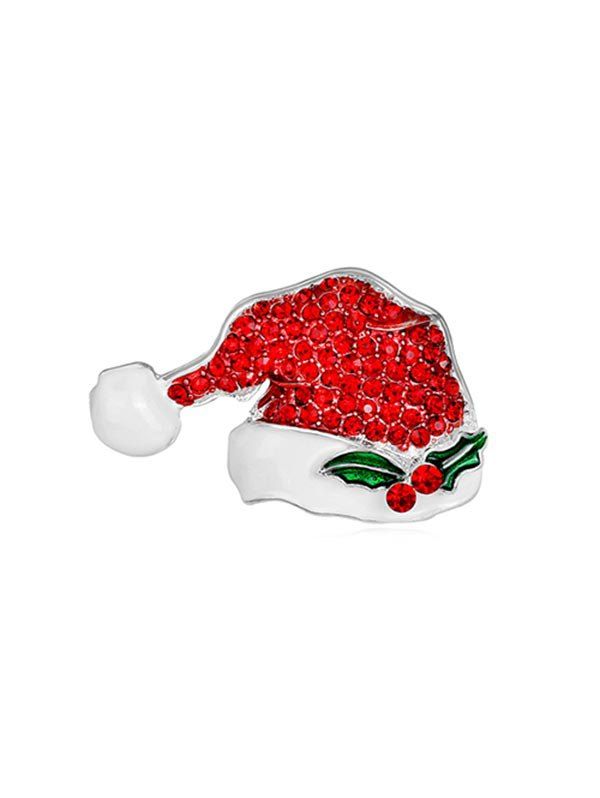 

Christmas Hat Rhinestone Alloy Brooch, Red