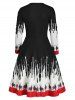 Reindeer Snowflake Christmas Long Sleeves Dress -  