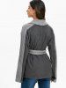 Heathered Belted Cable Knit Trim Coat -  