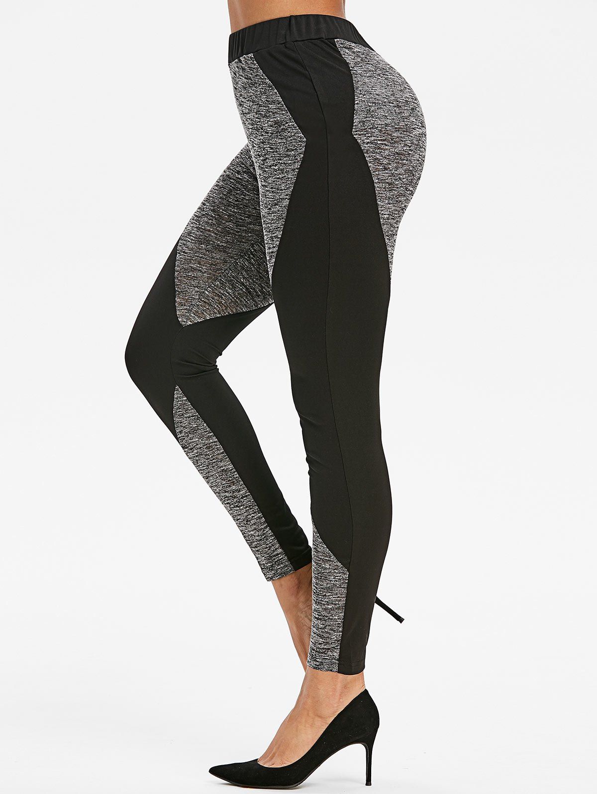 

Two Tone Marled Gym Leggings, Black