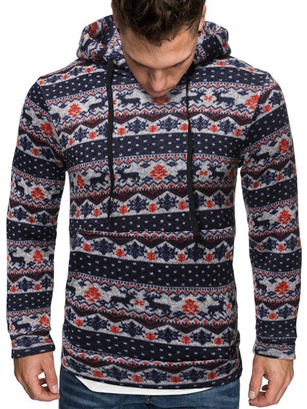 

Christmas Wapiti Pattern Hoodie, Cadetblue