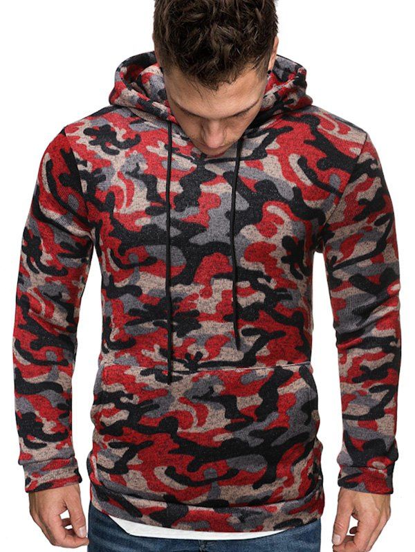 

Camo Pattern Pocket Design Casual Hoodie, Acu camouflage