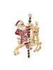 Christmas Elk Santa Claus Rhinestone Brooch -  