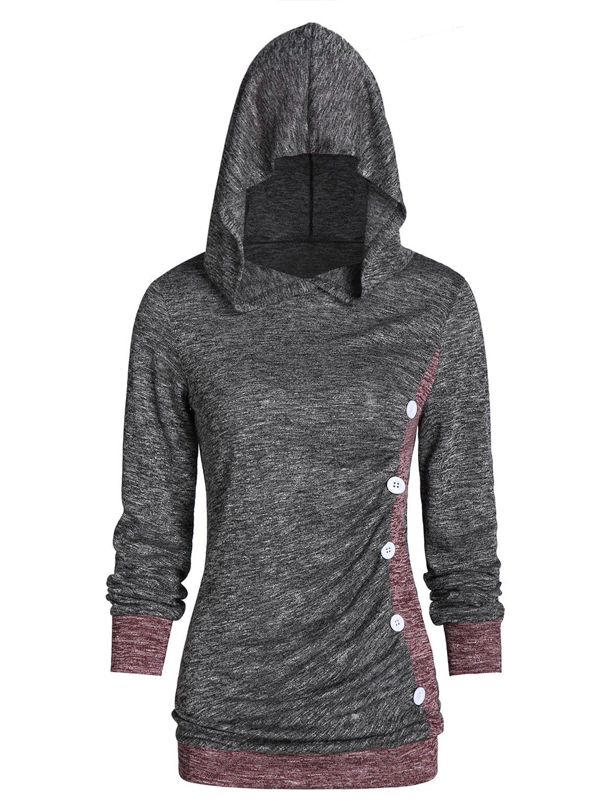 

Hooded Contrast Color Marled T Shirt, Multi-a