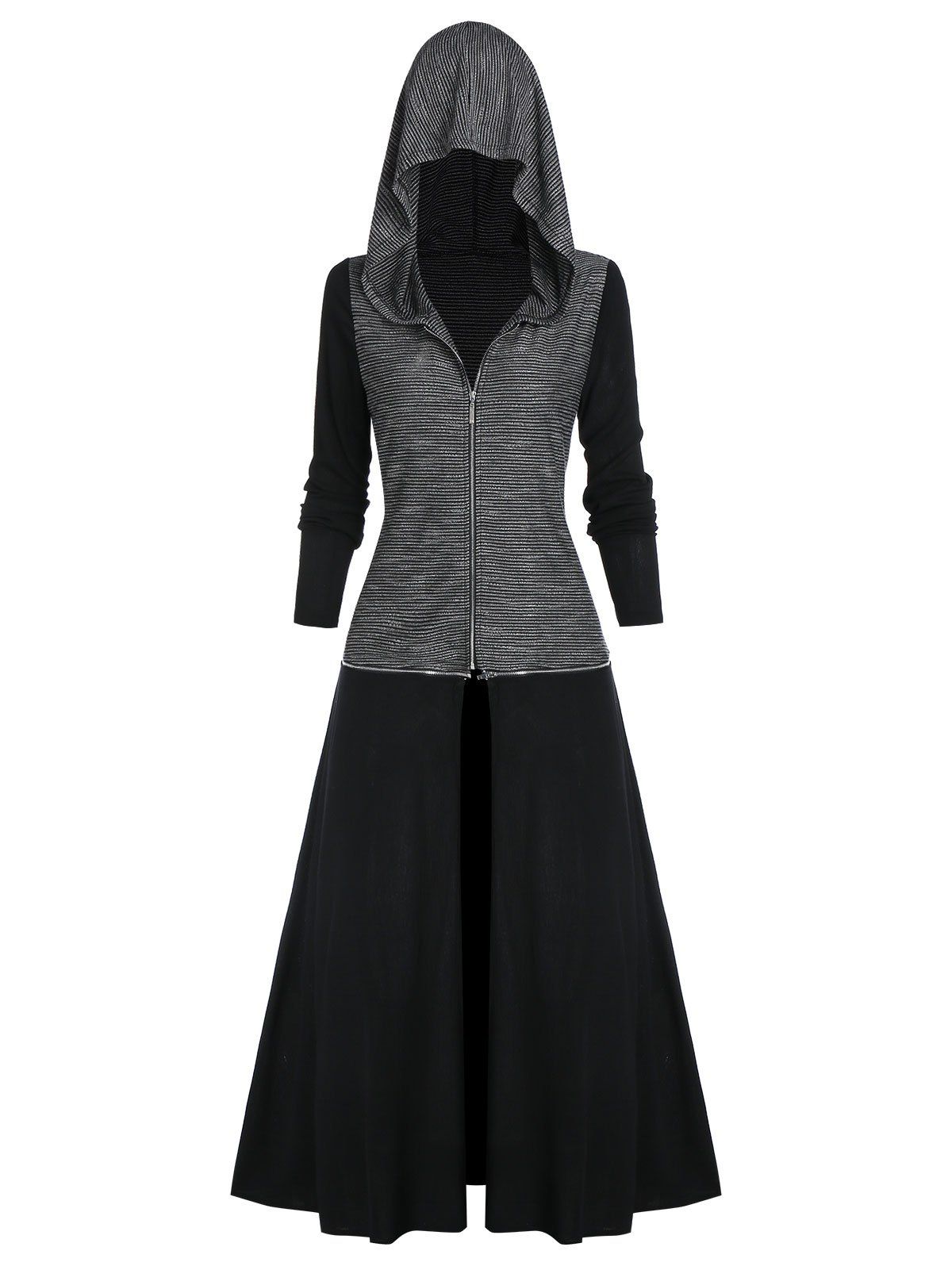 

Hooded Contrast Detachable Zip Up Coat, Multi-a